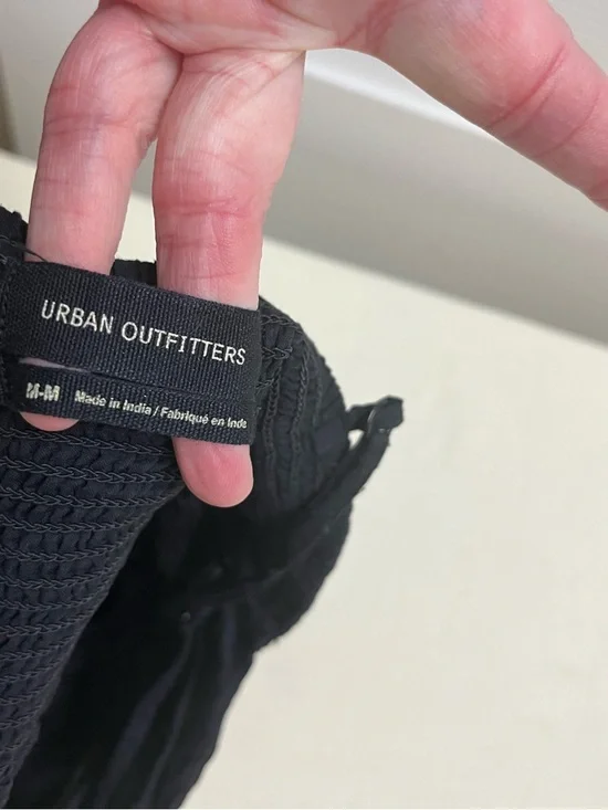 Urban Outfitters M black cotton ruched cropped tank top - Picture 6 of 11